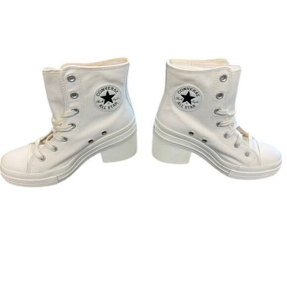 NEW!! "CONVERSE" LIMITED EDITION White Chunky High Top Heel Shoes SZ Women's 7 - Picture 1 of 6